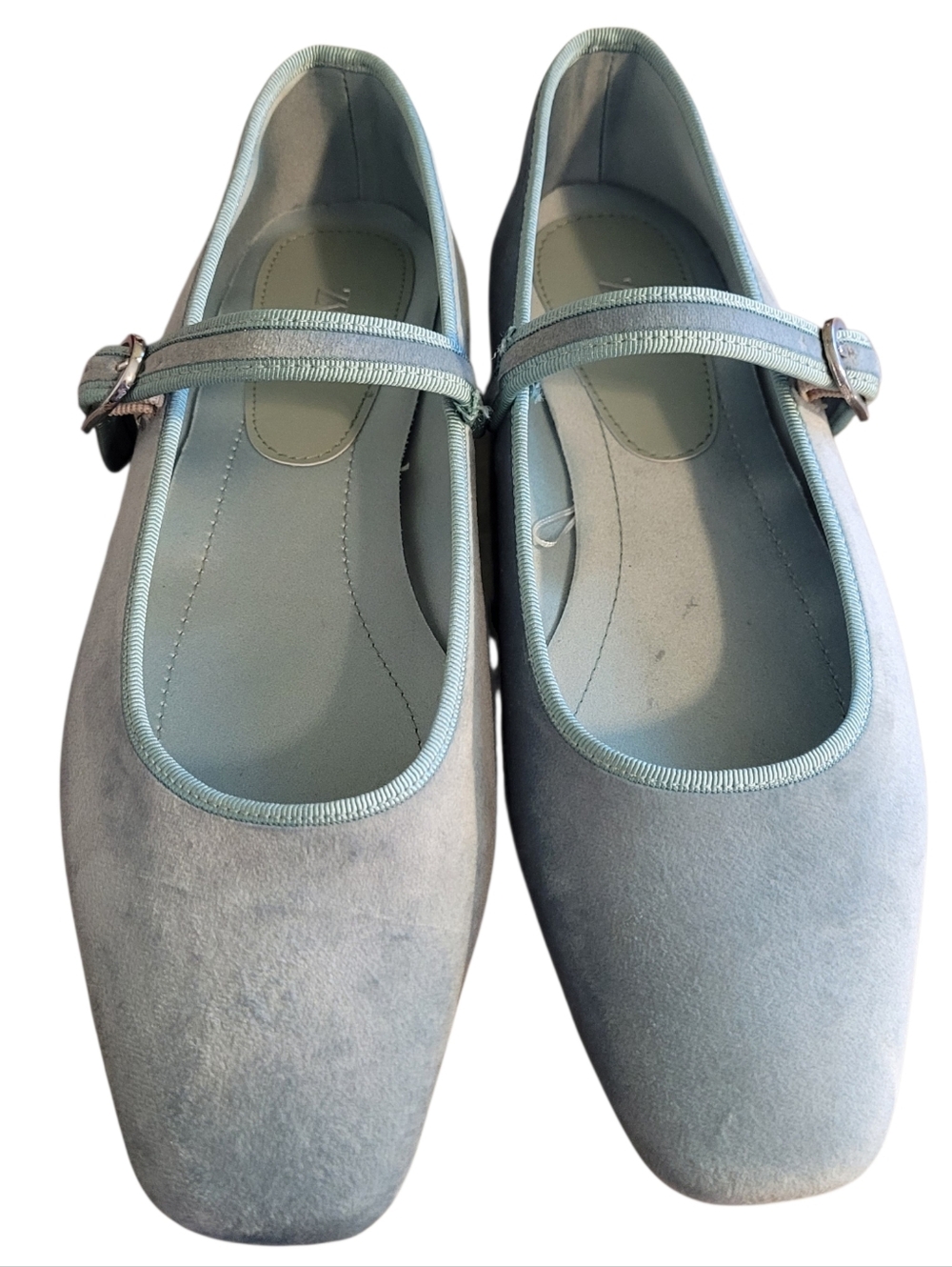 ZARA sage green velvet ballet flats - 38 (7.5-8)          A67